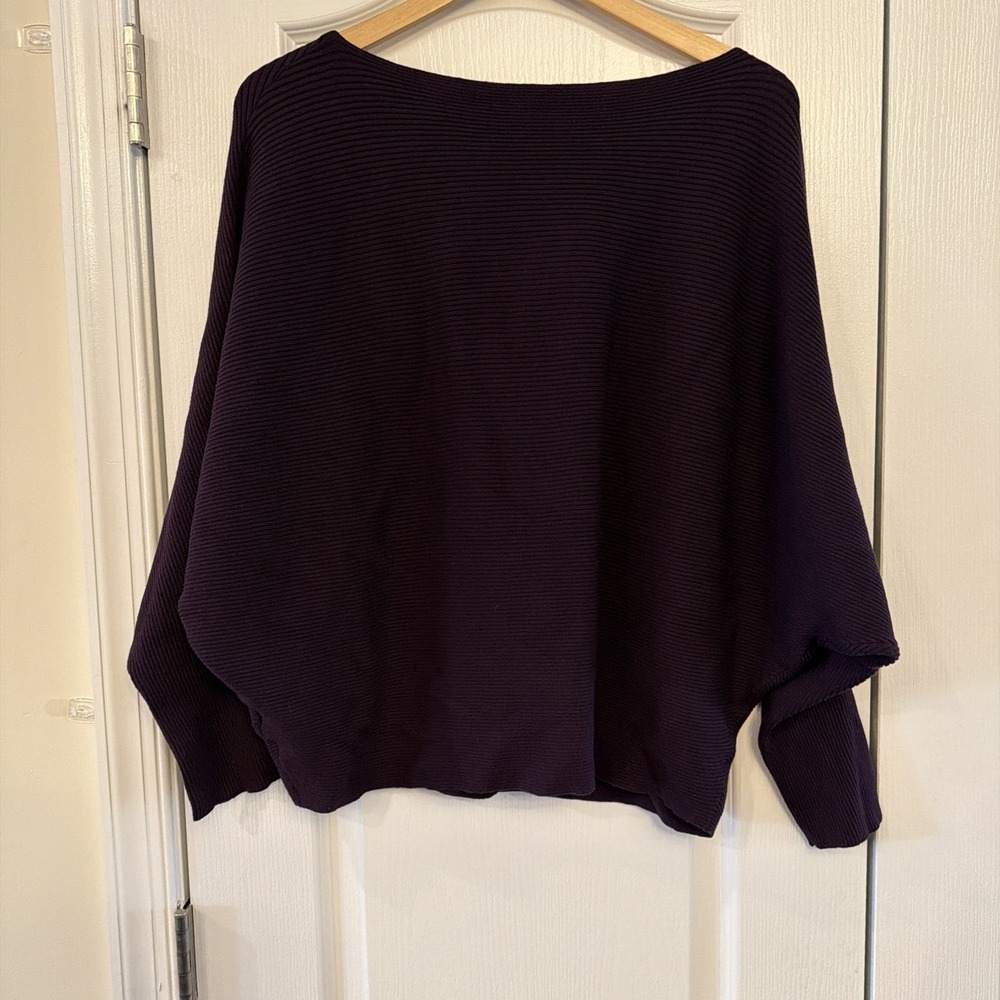 Philosophy Women's Sweater 2X Deep Purple Ribbed Dolman Sleeve Knit Pullover - Picture 6 of 13
